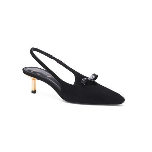 BLACK SUEDE STUDIO Black Made In Brazil Suede Adore Slingback Heels